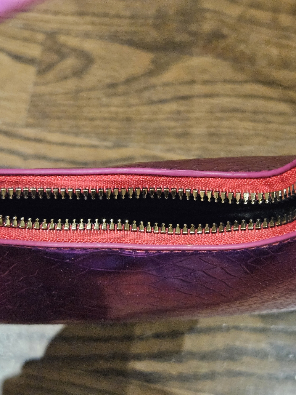Metallic Fuchsia Snake-Embossed Shoulder Bag - Picture 2 of 3